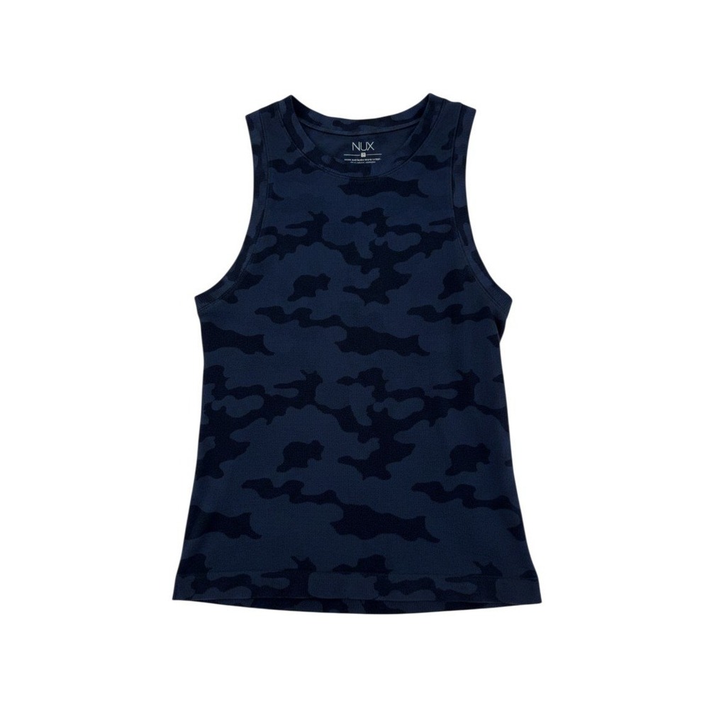 NUX Peloton Blue Camo Sleeveless Tank Top Small NWOT